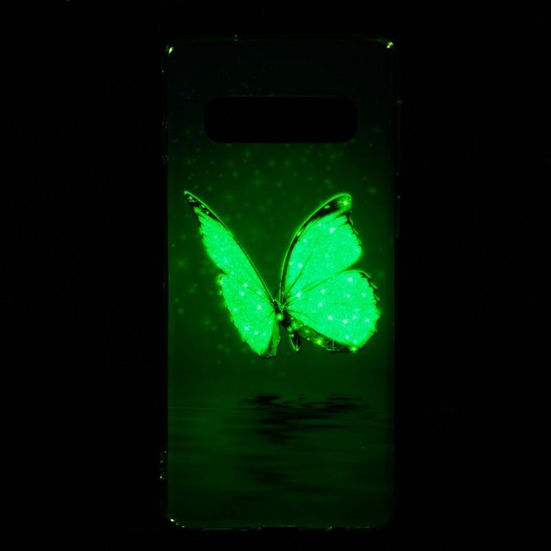 Etui Samsung Galaxy S10 Fluorescencyjny Niebieski Motyl Etui Ochronne