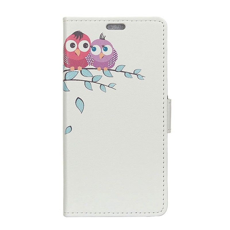 Skórzany Futerał Samsung Galaxy S10 Etui na Telefon Kilka Sów Na Drzewie