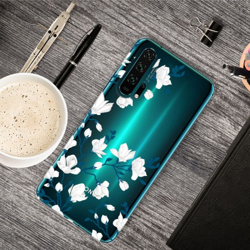 Etui Honor 20 Pro Białe Kwiaty