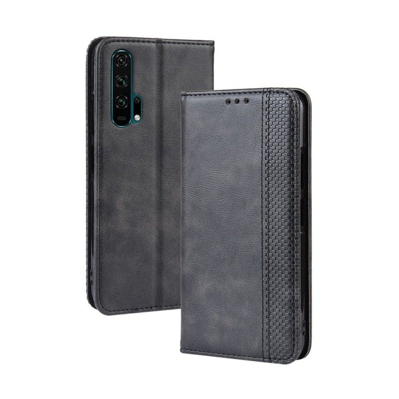 Flip Kotelot Honor 20 Pro Czerwony Czarny Stylizowany Efekt Skóry W Stylu Vintage Etui Ochronne