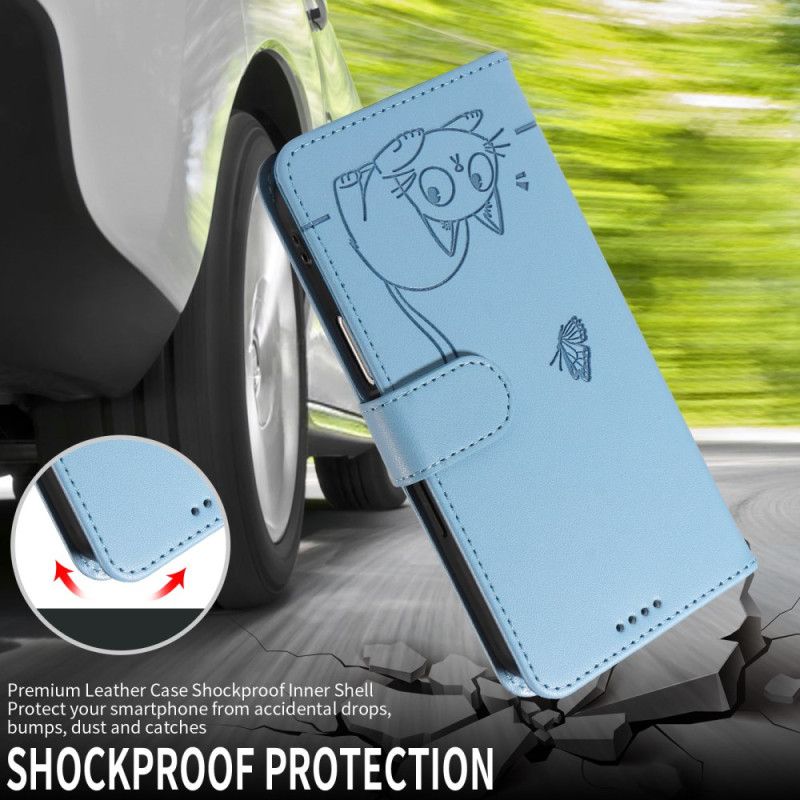 Skórzany Futerał Vivo X200 Fe Etui Na Telefon Grawerowany Kot Z Paskiem