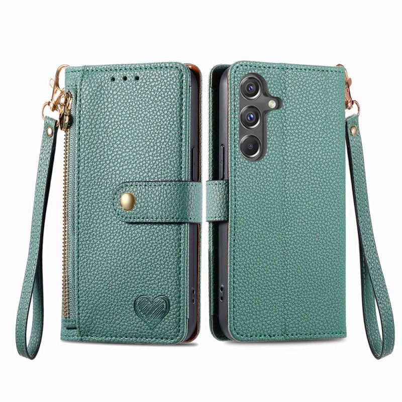 Etui Folio Do Samsung Galaxy A15 5g Wzór Serca I Ochrona Rfid