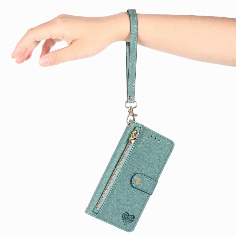 Etui Folio Do Samsung Galaxy A15 5g Wzór Serca I Ochrona Rfid
