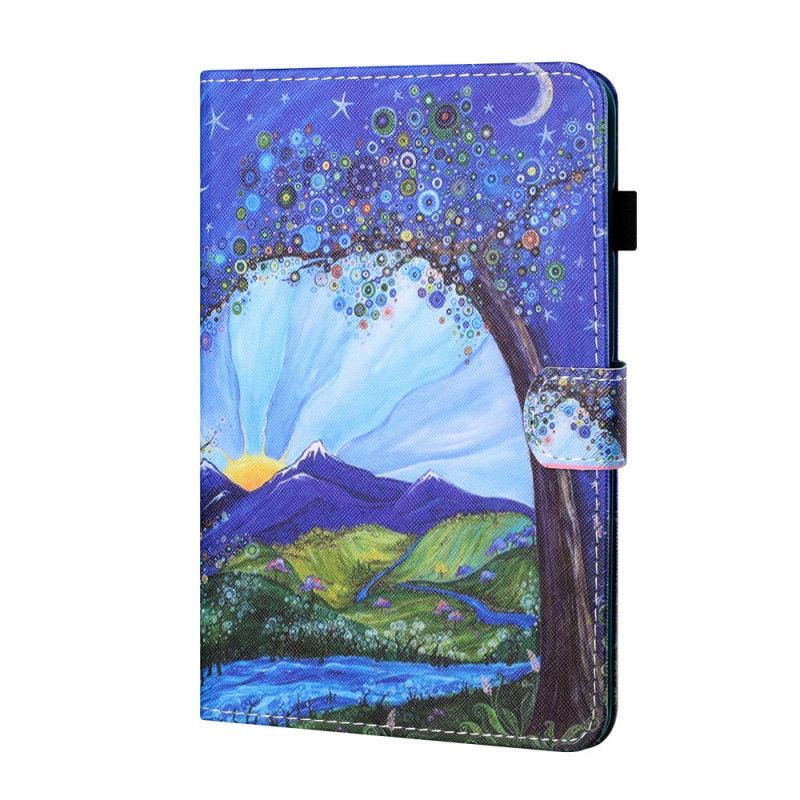 Etui Folio Samsung Galaxy Tab A7 Ciemnoniebieski Magenta Sztuka Krajobrazu Etui Ochronne