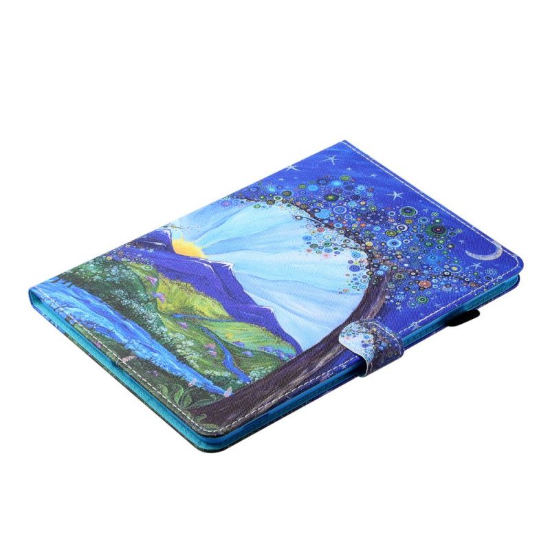 Etui Folio Samsung Galaxy Tab A7 Ciemnoniebieski Magenta Sztuka Krajobrazu Etui Ochronne