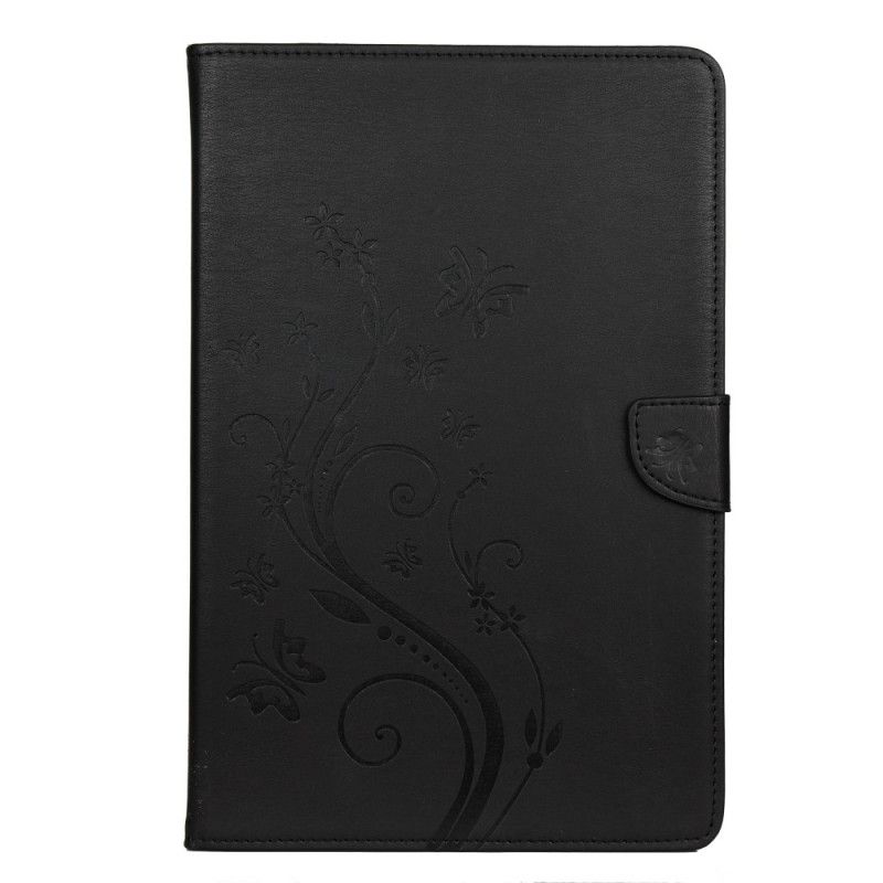 Obudowa Samsung Galaxy Tab A7 Szary Czarny Kwiatowe Motyle