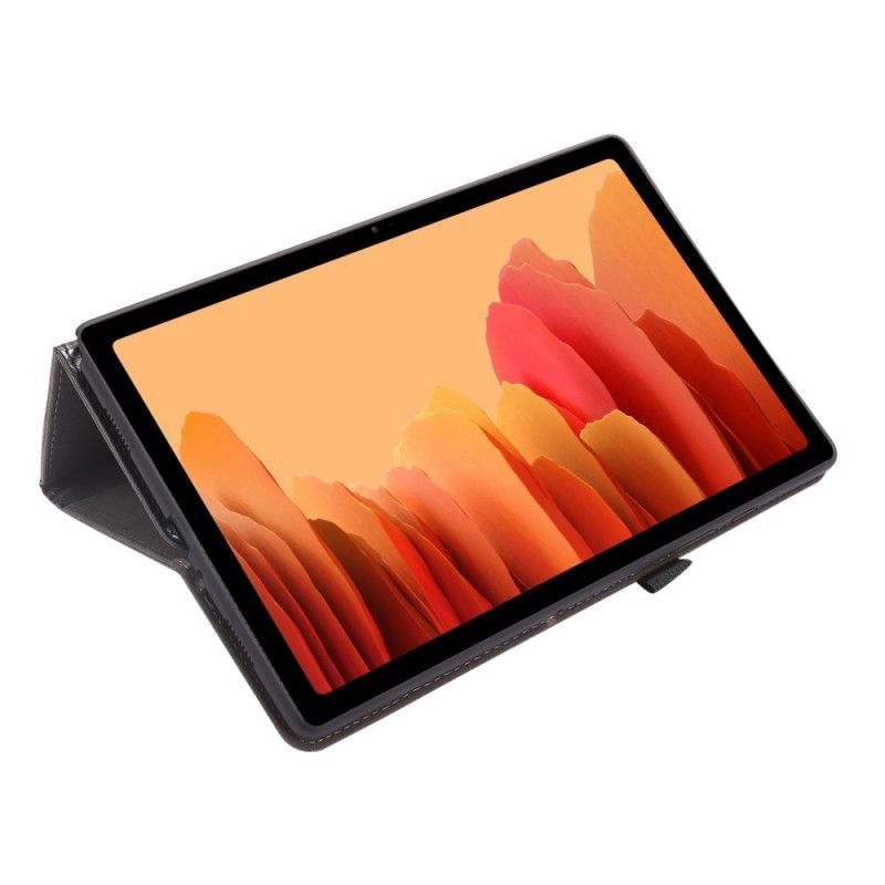 Skórzany Futerał Samsung Galaxy Tab A7 Czerwony Czarny Etui na Telefon 2 Klapy Ze Sztucznej Skóry