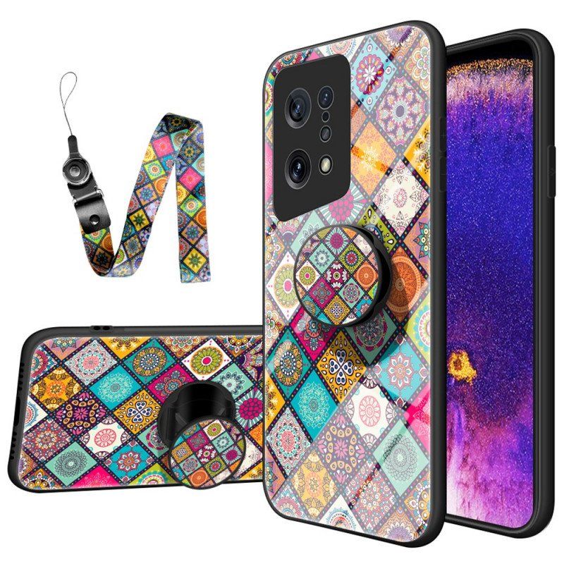 Etui do Oppo Find X5 Patchworkowy Uchwyt Magnetyczny