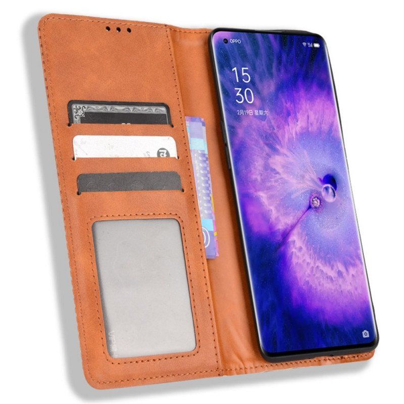 Etui Na Telefon do Oppo Find X5 Etui Folio Stylizowany Efekt Skóry W Stylu Vintage