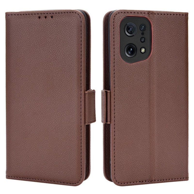 Skórzany Futerał do Oppo Find X5 Etui Folio Flap Double Nowe Kolory