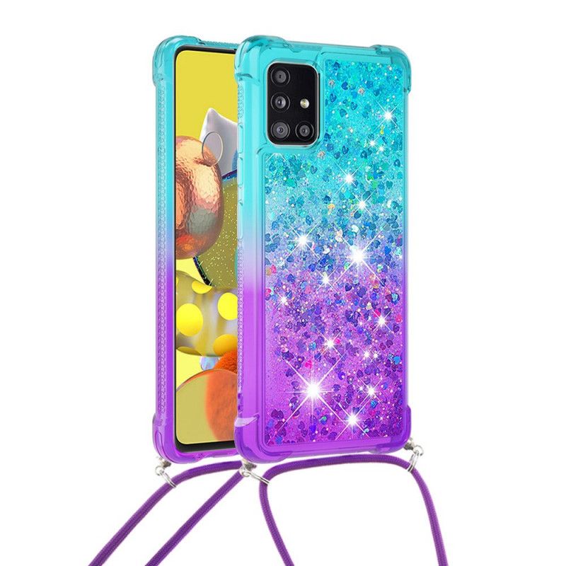 Etui Samsung Galaxy A51 5G Silikonowy Brokat I Sznurek