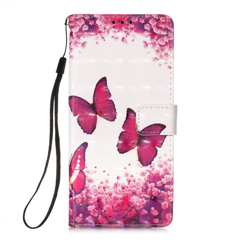 Etui Folio Huawei P Smart 2020 Czerwone Motyle Stringi