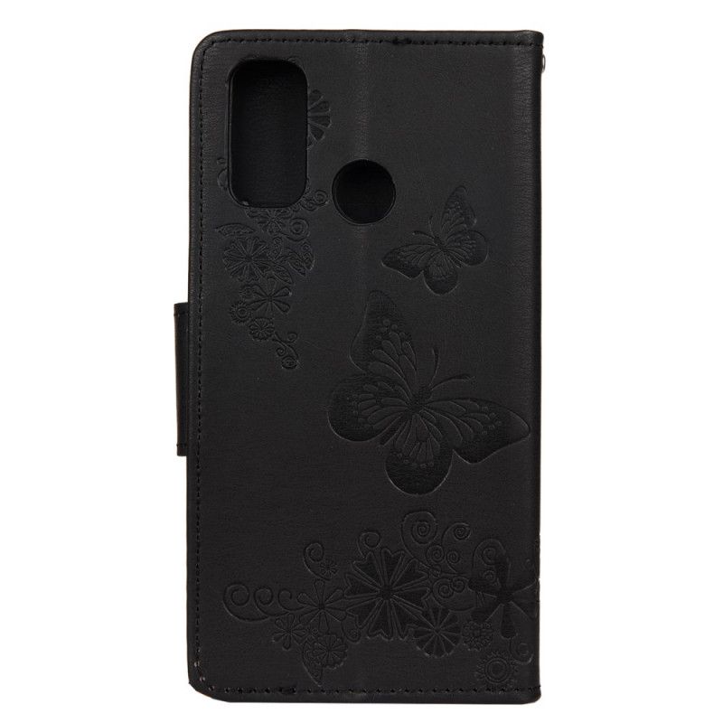 Etui Folio Huawei P Smart 2020 Czerwony Czarny Wspaniałe Motyle Stringi