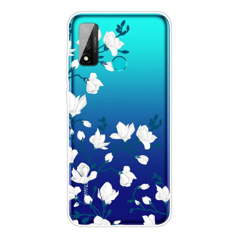 Etui Huawei P Smart 2020 Białe Kwiaty Etui Ochronne
