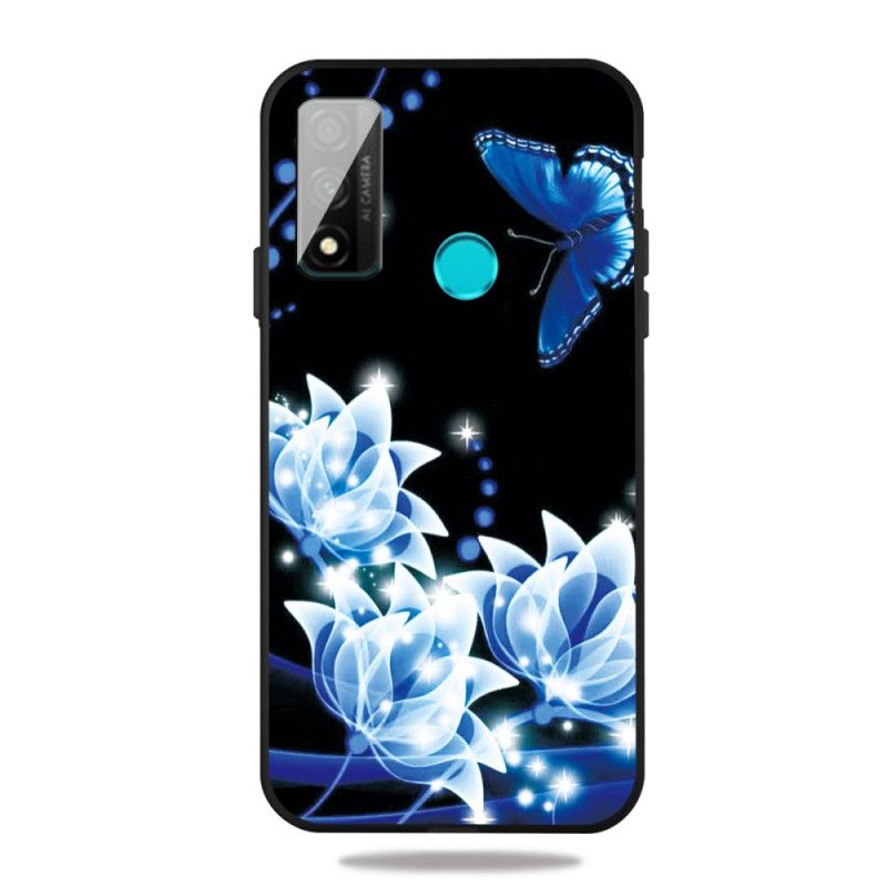 Etui Huawei P Smart 2020 Motyle I Niebieskie Kwiaty