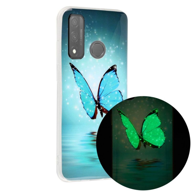 Futerały Huawei P Smart 2020 Etui na Telefon Fluorescencyjny Niebieski Motyl