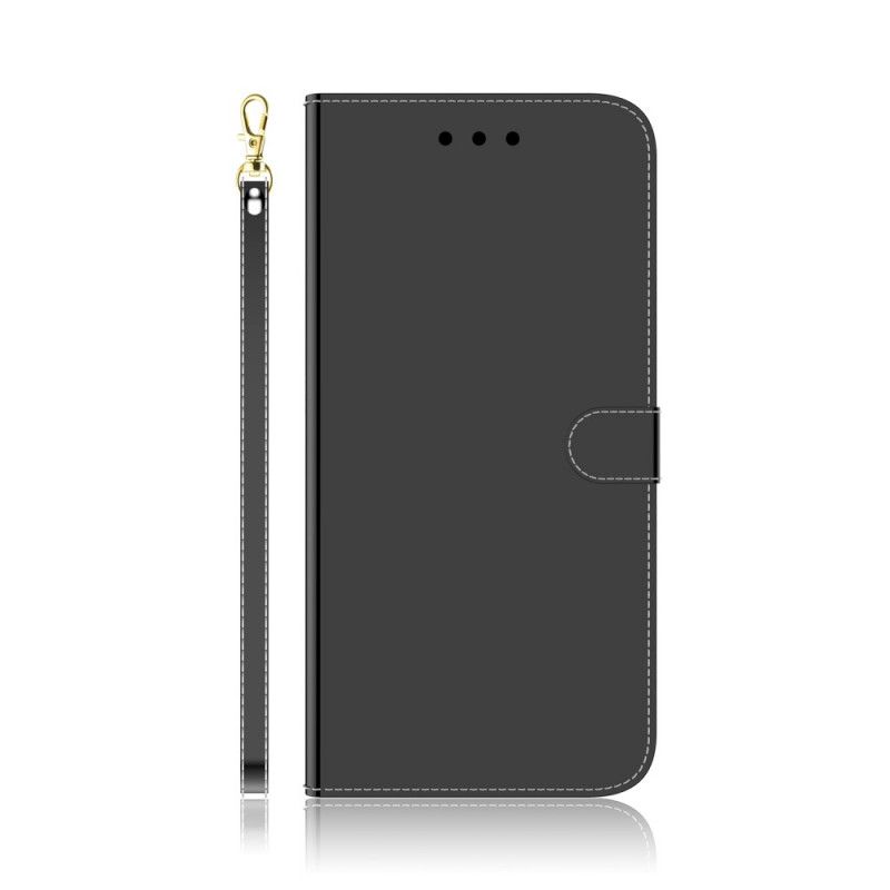 Skórzany Futerał Huawei P Smart 2020 Biały Czarny Etui na Telefon Osłona Lusterka Z Imitacji Skóry