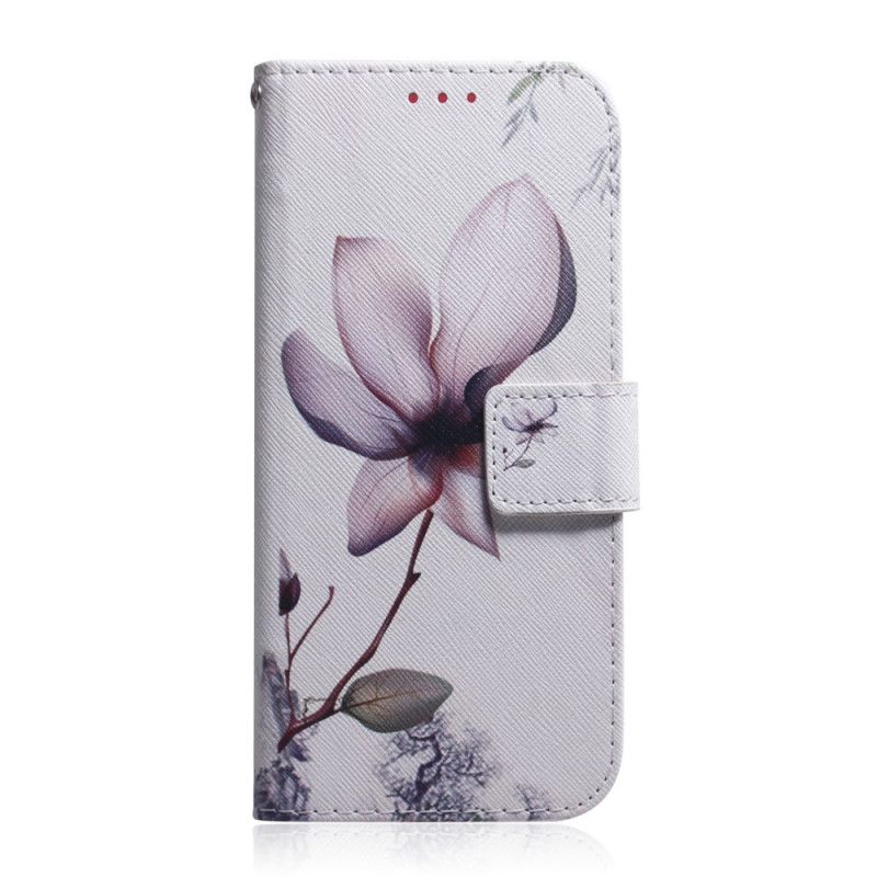 Skórzany Futerał Huawei P Smart 2020 Etui na Telefon Różowy Kwiat