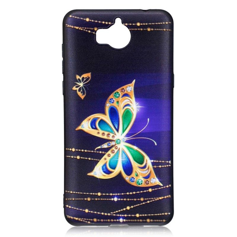 Etui Huawei Y6 2017 Tłoczony Magiczny Motyl Etui Ochronne