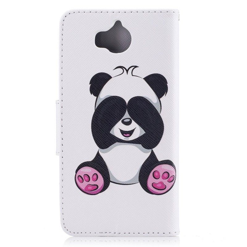 Skórzany Futerał Huawei Y6 2017 Etui na Telefon Zabawna Panda