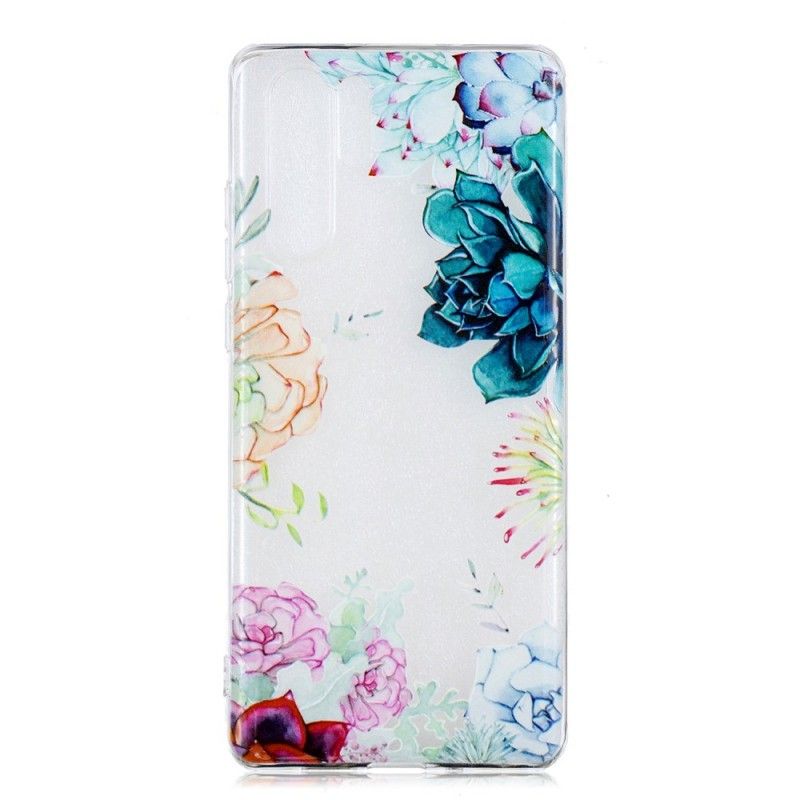 Etui Huawei P30 Pro Przezroczyste Kwiaty Akwarelowe Etui Ochronne