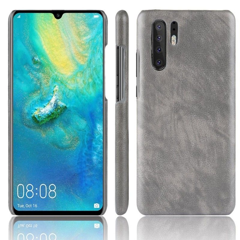 Etui Huawei P30 Pro Szary Czarny Performance Imitacja Skóry Liczi