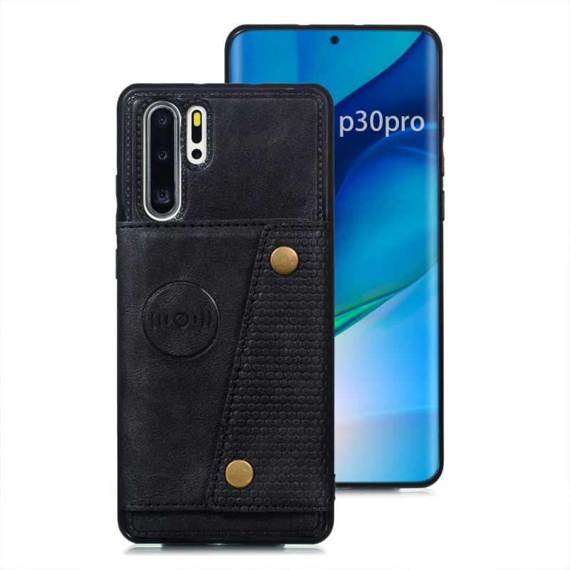 Etui Huawei P30 Pro Szary Czarny Portfel Zatrzaskowy Etui Ochronne