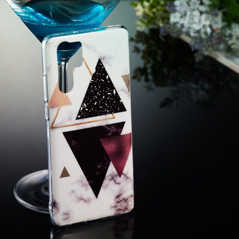 Futerały Huawei P30 Pro Etui na Telefon Marmurowe Fioletowe Trójkąty