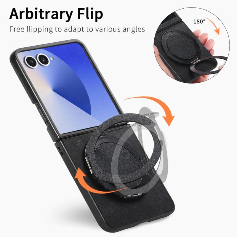 Etui Do Samsung Galaxy Z Flip 7 Efekt Skóry Z Obrotową Podstawką