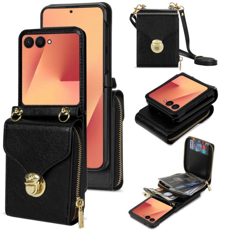 Etui Do Samsung Galaxy Z Flip 7 Portfel Na Zamek Błyskawiczny I Pasek Na Ramię