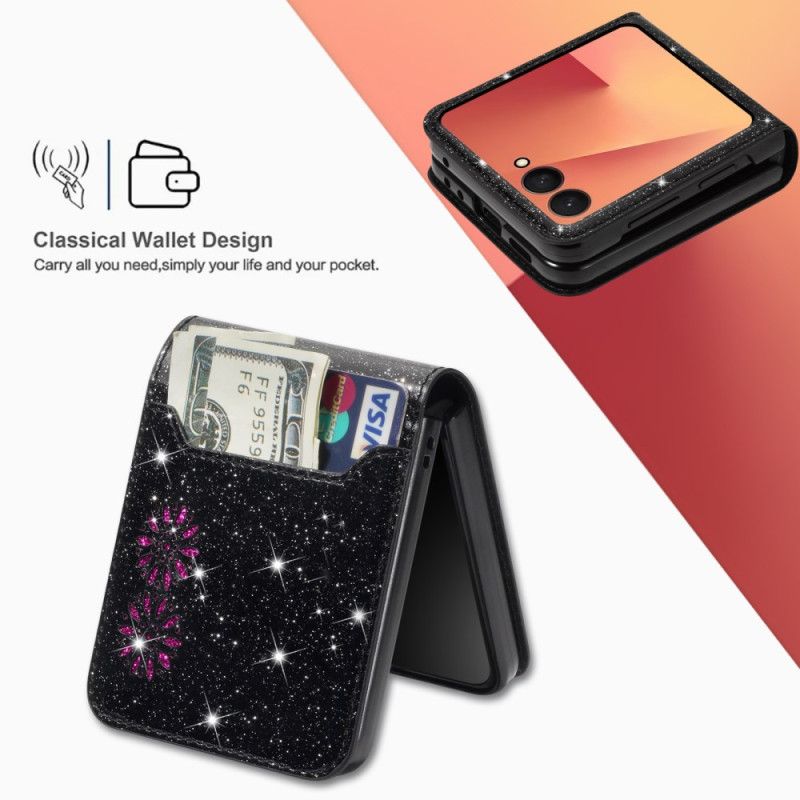 Etui Samsung Galaxy Z Flip 7 Brokatowy Portfel Na Karty Etui Ochronne