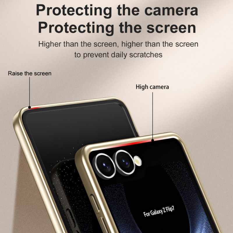 Etui Samsung Galaxy Z Flip 7 Metaliczny Efekt Z Folią Ochronną Etui Ochronne
