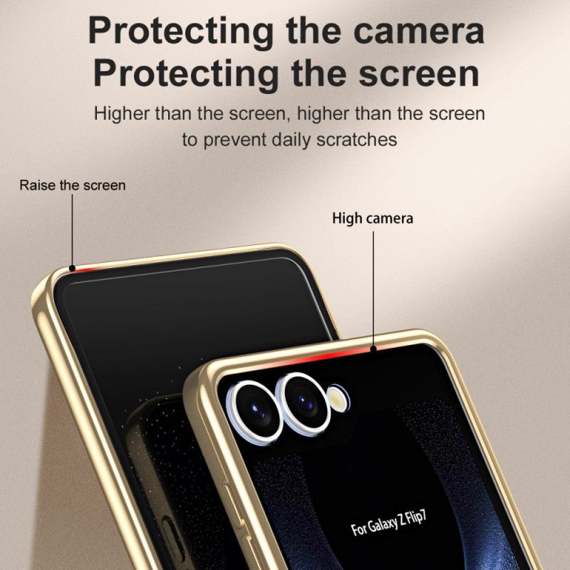 Etui Samsung Galaxy Z Flip 7 Metalowa Ramka Z Folią Ochronną