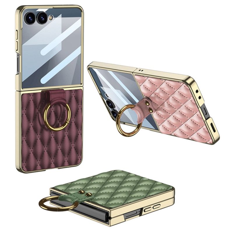 Etui Samsung Galaxy Z Flip 7 Pikowany Wzór Z Uchwytem Na Pierścionek Etui Ochronne
