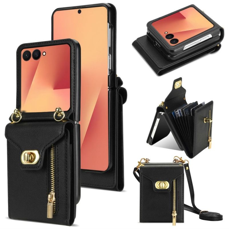 Etui Samsung Galaxy Z Flip 7 Portfel Zapinany Na Zamek I Pasek Na Ramię Etui Ochronne
