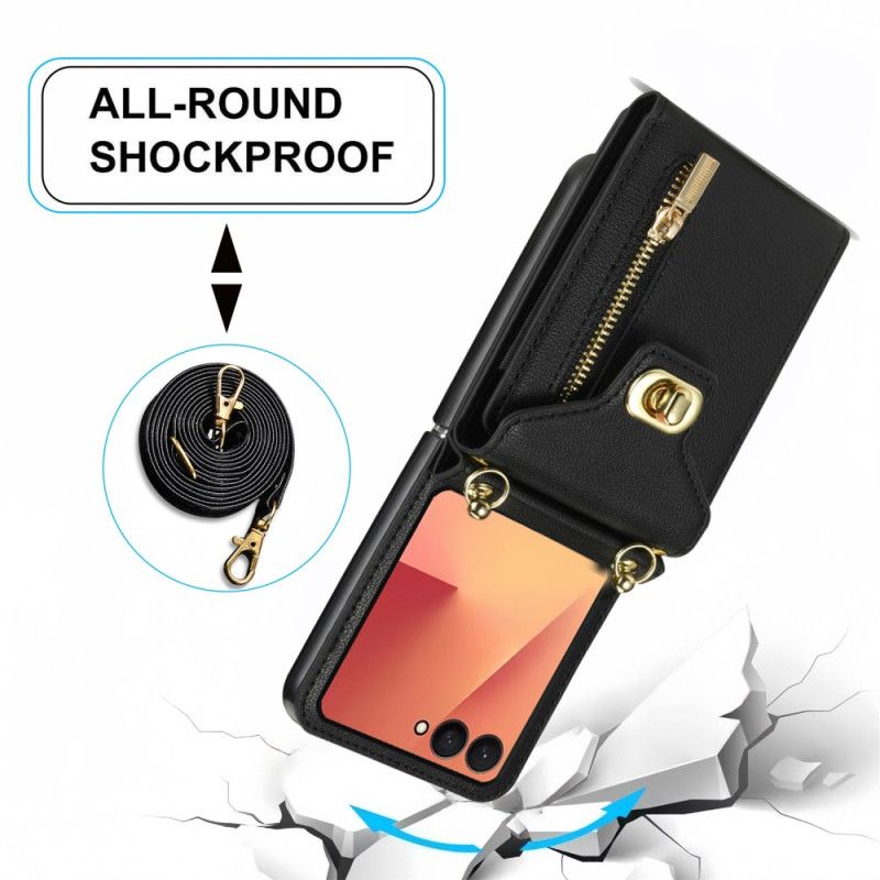 Etui Samsung Galaxy Z Flip 7 Portfel Zapinany Na Zamek I Pasek Na Ramię Etui Ochronne
