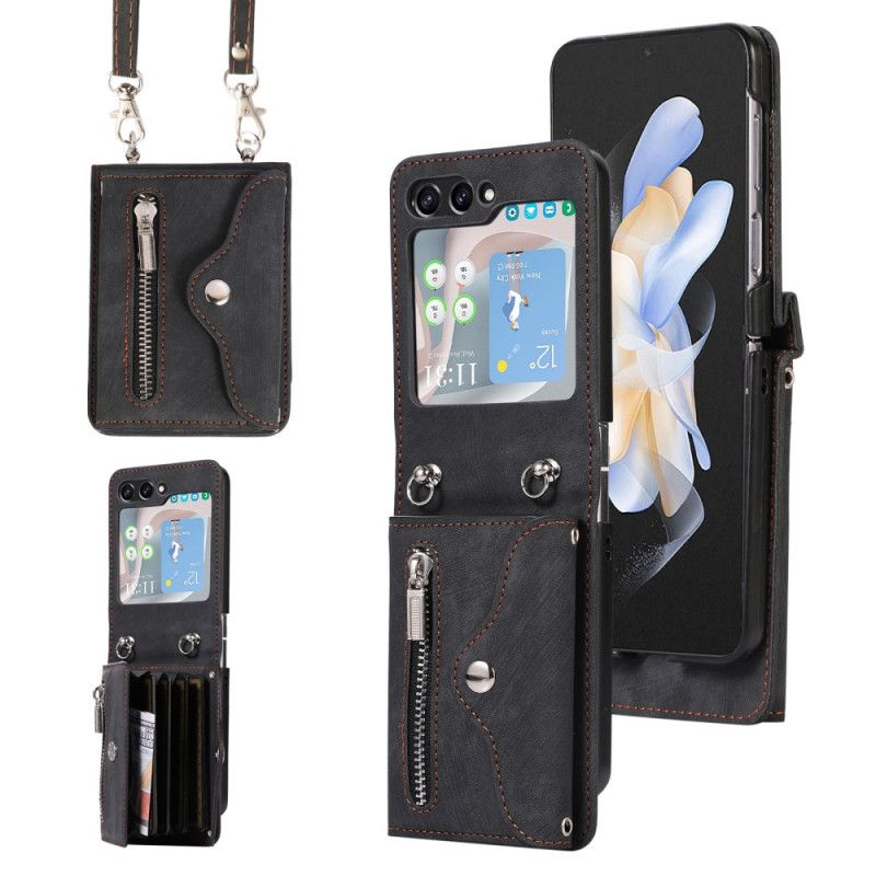 Etui Samsung Galaxy Z Flip 7 Portfel Ze Smyczą I Paskiem Na Ramię Etui Ochronne