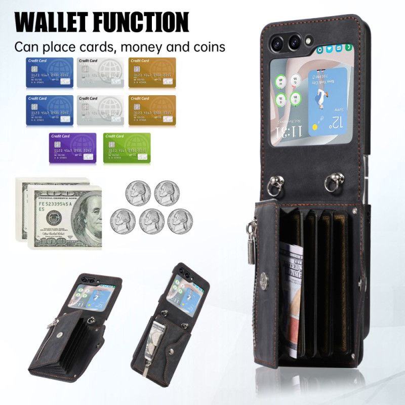 Etui Samsung Galaxy Z Flip 7 Portfel Ze Smyczą I Paskiem Na Ramię Etui Ochronne