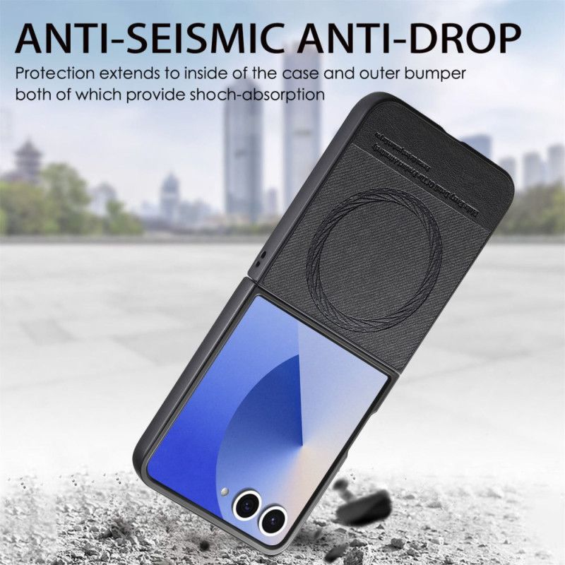 Etui Samsung Galaxy Z Flip 7 Teksturowana Skóra Dżinsowa Kompatybilna Z Magsafe