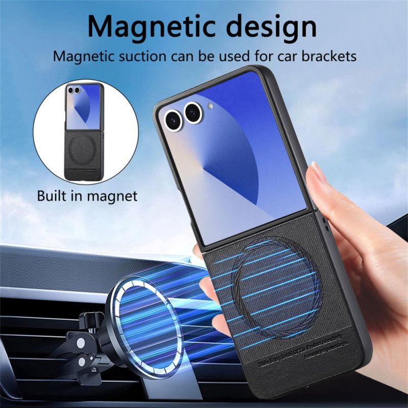 Etui Samsung Galaxy Z Flip 7 Teksturowana Skóra Dżinsowa Kompatybilna Z Magsafe