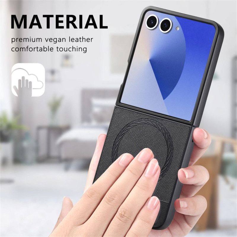 Etui Samsung Galaxy Z Flip 7 Teksturowana Skóra Dżinsowa Kompatybilna Z Magsafe