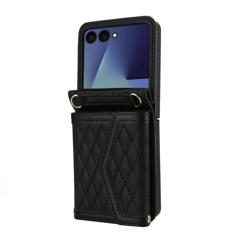 Etui Samsung Galaxy Z Flip 7 Wyściełany Uchwyt Na Karty I Pasek Na Ramię Etui Ochronne