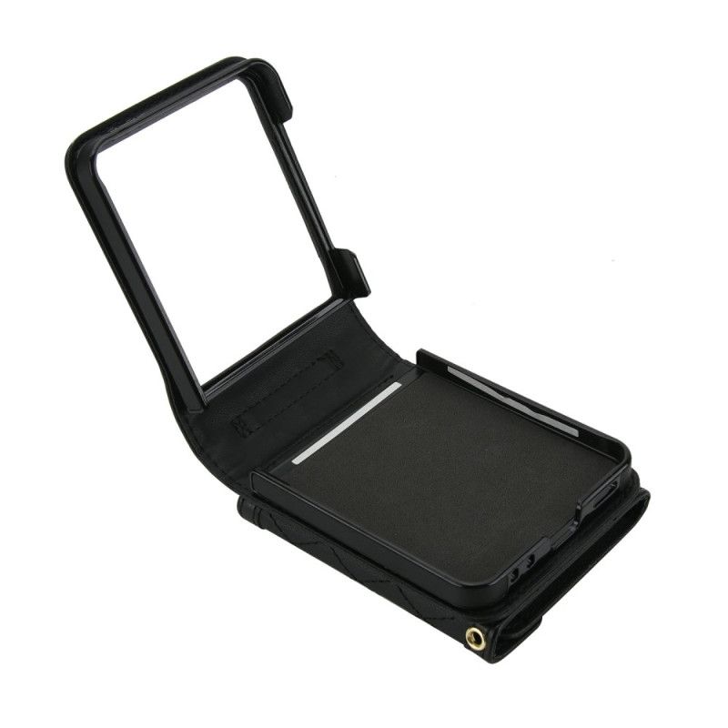 Etui Samsung Galaxy Z Flip 7 Wyściełany Uchwyt Na Karty I Pasek Na Ramię Etui Ochronne