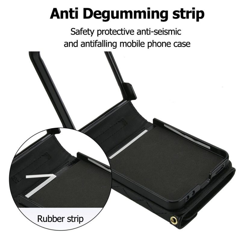 Etui Samsung Galaxy Z Flip 7 Wyściełany Uchwyt Na Karty I Pasek Na Ramię Etui Ochronne