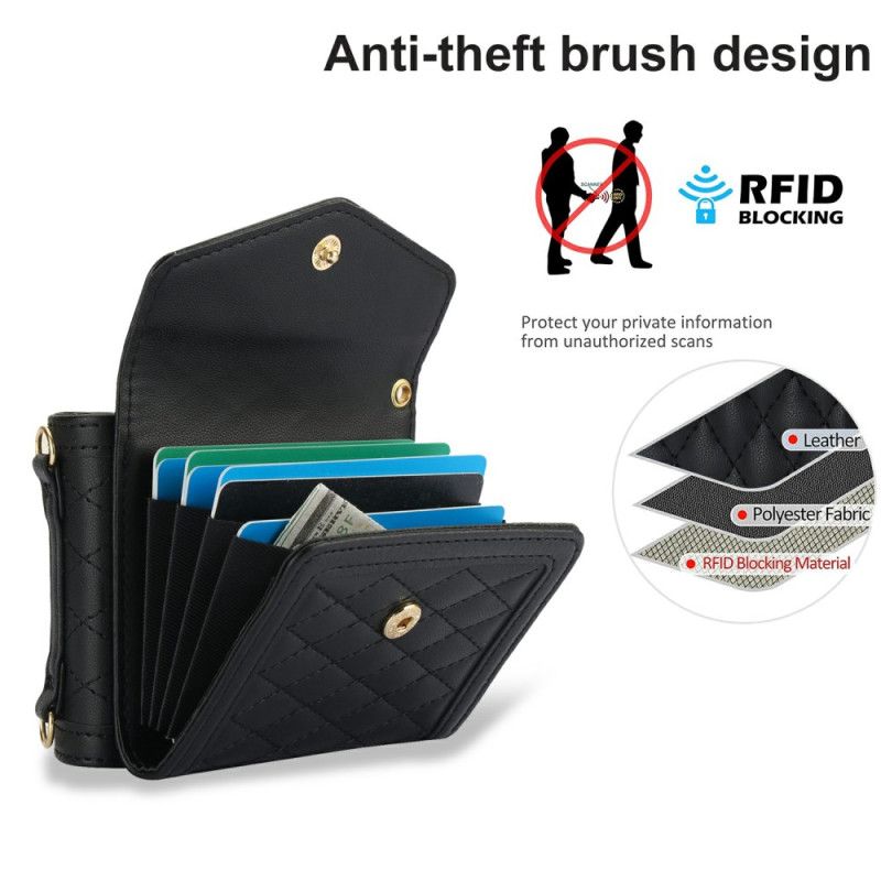 Etui Samsung Galaxy Z Flip 7 Wyściełany Uchwyt Na Karty I Pasek Na Ramię Etui Ochronne