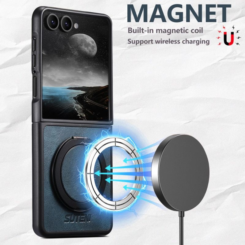 Etui Samsung Galaxy Z Flip 7 Zgodny Z Magsafe Efekt Skóry Uchwyt Na Pierścionek Suteni