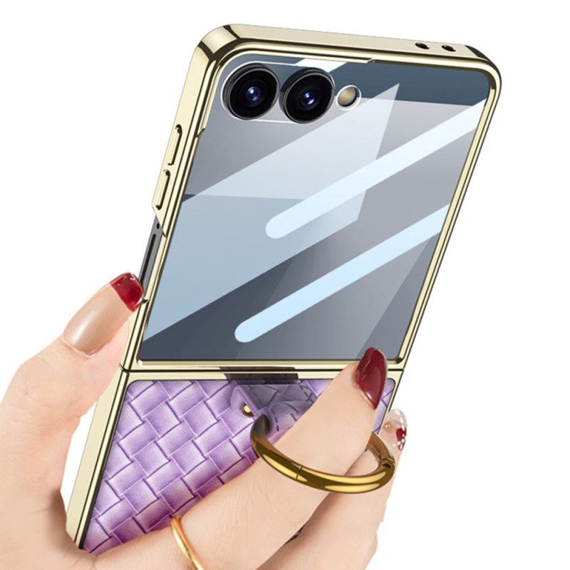 Futerały Samsung Galaxy Z Flip 7 Etui Na Telefon Tkana Faktura Z Uchwytem Na Pierścionek