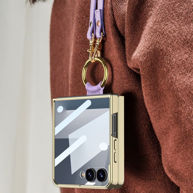 Futerały Samsung Galaxy Z Flip 7 Etui Na Telefon Tkana Faktura Z Uchwytem Na Pierścionek