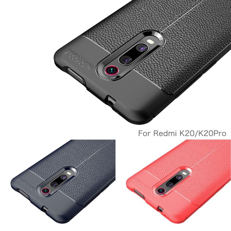 Etui Xiaomi Mi 9T / Mi 9T Pro Efekt Skóry Z Podwójną Linią Liczi Etui Ochronne