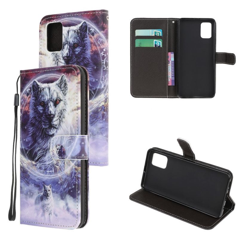 Etui Folio Samsung Galaxy A31 Wilk Zimą Ze Stringami